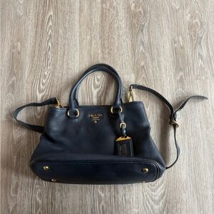 Prada Vitello phenix Satchel Bag with Gold Hardware